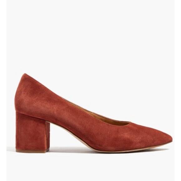 Madewell Shoes - Madewell Rivka suede block heel redwood rust pumps pointed toe minimalist 7.5
